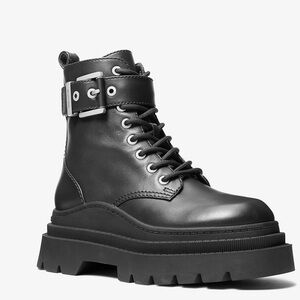 MICHAEL MICHAEL KORS Black Colby‎ Leather Combat Boot in size 7